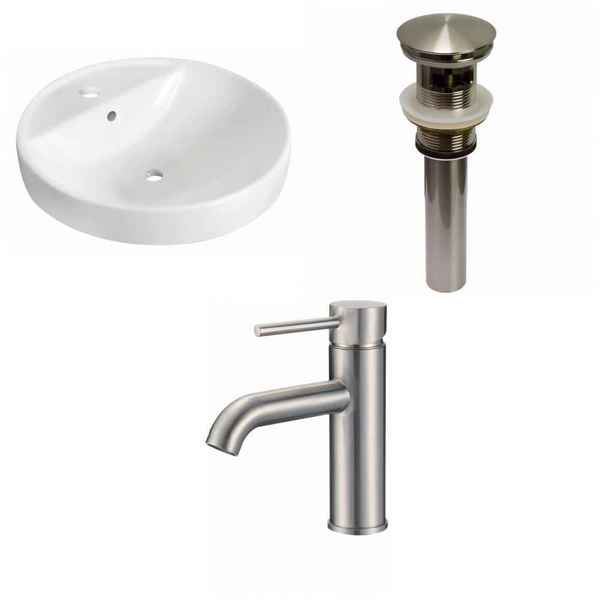 American Imaginations 18.25-in. W Drop In White Vessel Set For 1 Hole Center Faucet AI-30793